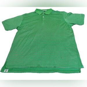 PETER MILLAR Southern Comfort Golf Polo Shirt Men's Green Thin White Stripe XXL